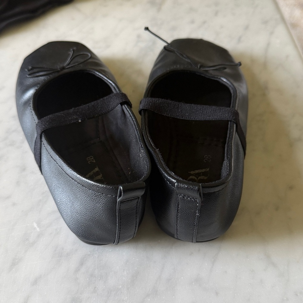 ZARA Black Girls Mary Jane Ballet Flats with Bow size 28 (us 11) - Picture 4 of 5